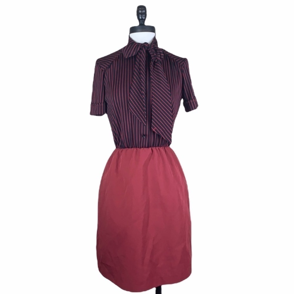 Vintage  pinstripe neck scarf dress - Picture 2 of 12